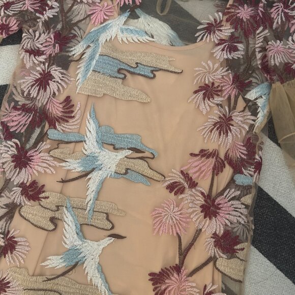 ASOS - Embroidered Dress with Frill Sleeves - Picture 3 of 5